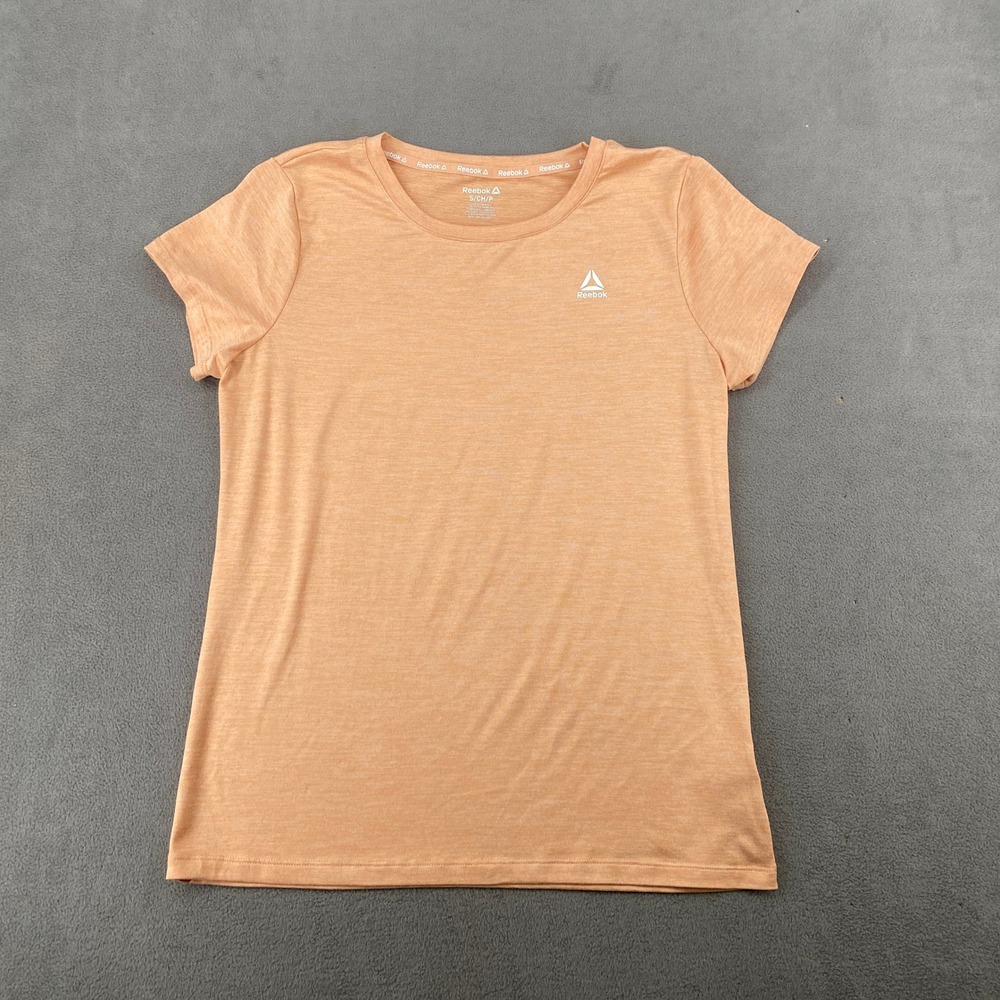Reebok Womens Small Short Sleeve Activewear T-Shirt Heather Peach REW233TS01